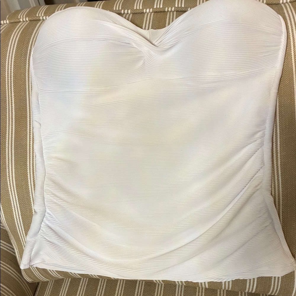 Nine West White Ribbed Strapless Bustier